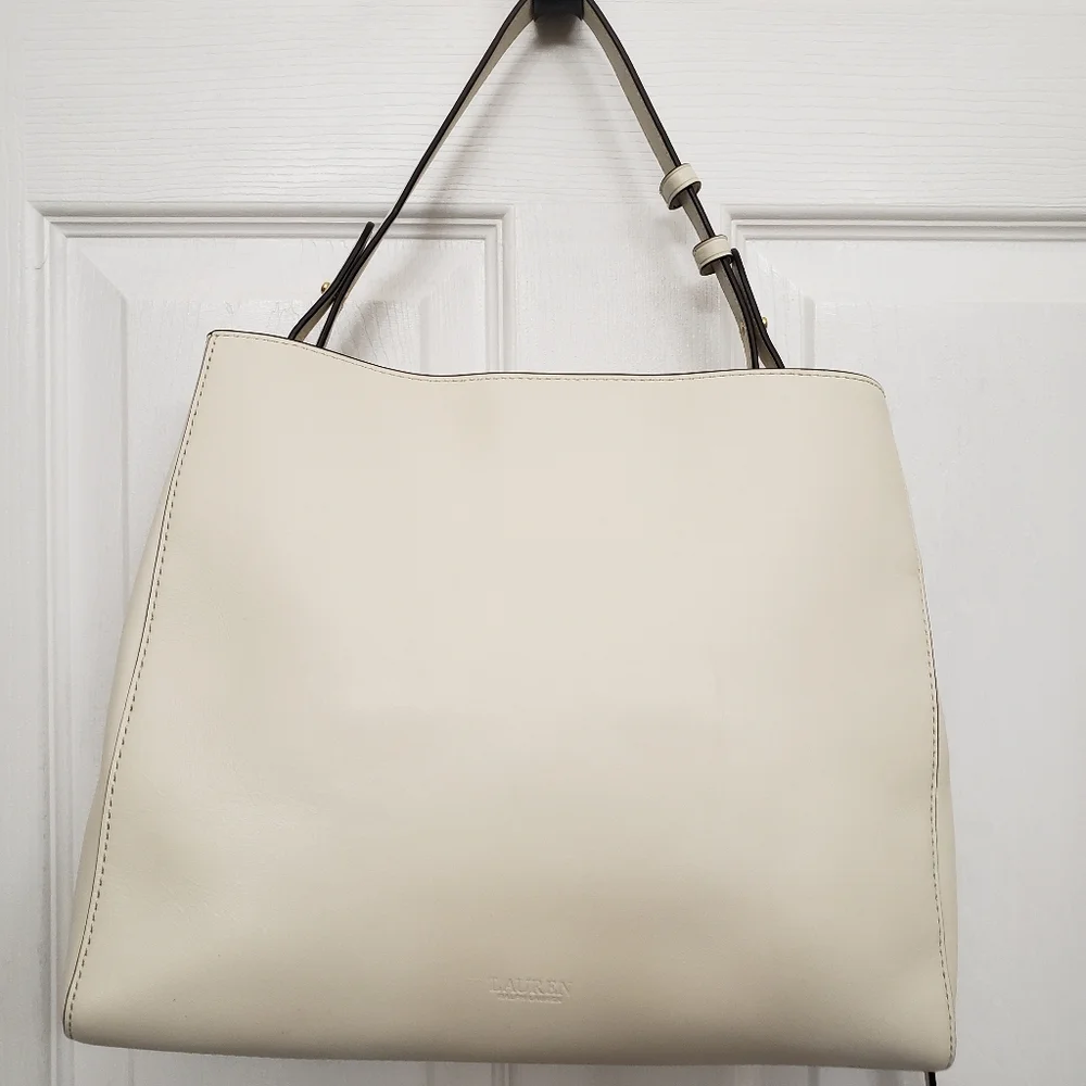 Lauren Ralph Lauren Peyton‎ Satchel Cream Handbag. NWT.